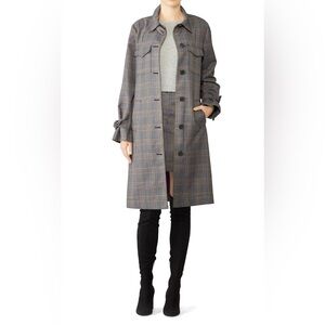 Derek Lam 10 Crosby Grey Plaid Long Coat